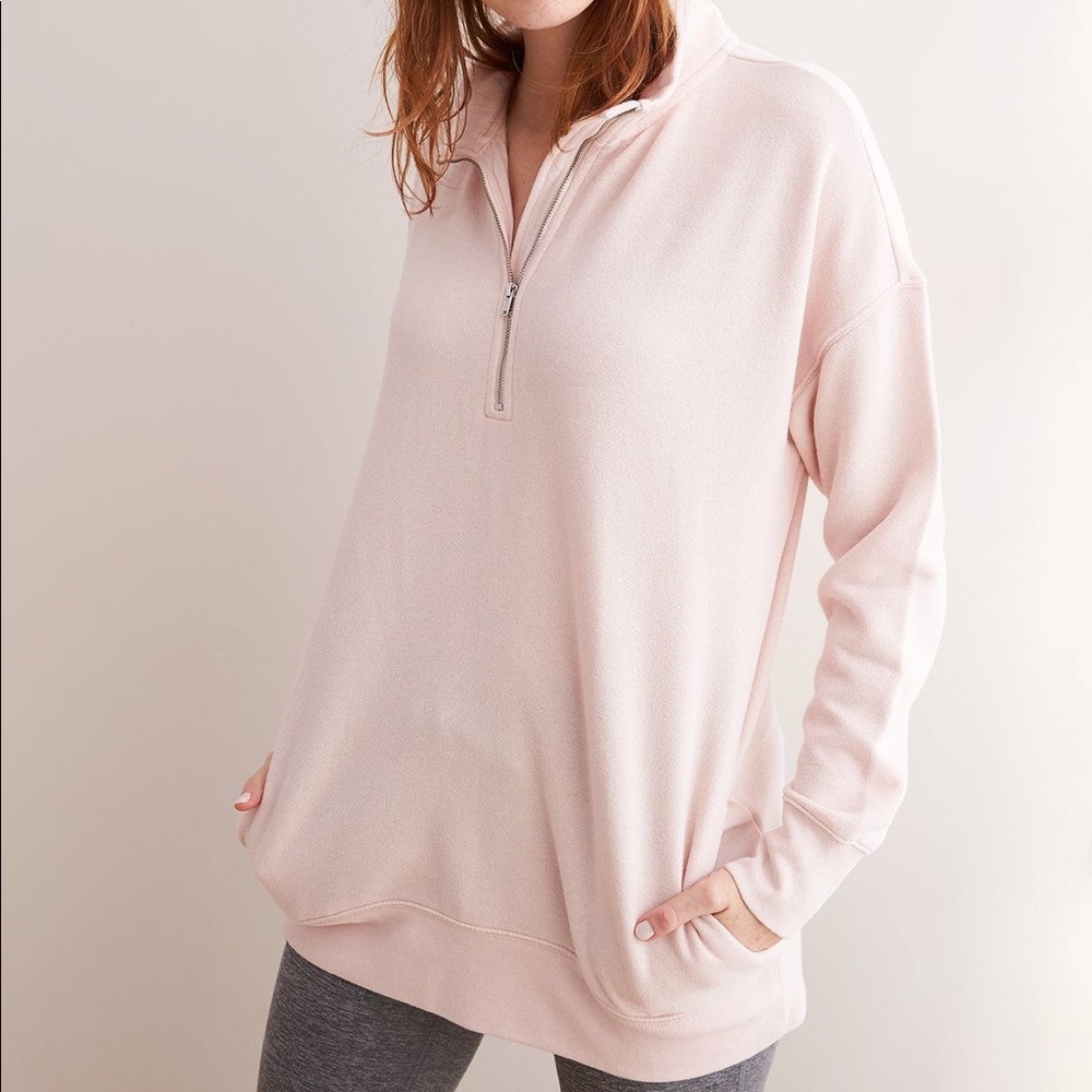 NWOT Aerie Quarter-Zip Tunic Sweatshirt - Peach
